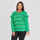 Mighty Fine Women's Christmas Tree Plus Size Long Sleeve Holiday Pullover Sweater (juniors') - Green