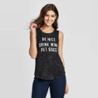 Women's Be Nice, Drink Wine, Pet Dogs Graphic Tank Top - Grayson Threads - Black