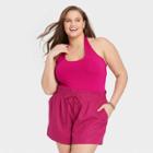 Women's Plus Size Sleeveless Halter Bodysuit - A New Day Magenta