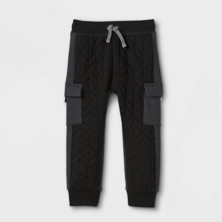 Toddler Boys' Quilted Fleece Pull-on Jogger Pants - Cat & Jack Black
