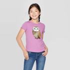 Girls' Short Sleeve Flip Sequin Owl T-shirt - Cat & Jack Purple