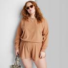 Women's Plus Size Ascot + Hart Terry Cloth Graphic Sweatshirt - Tan