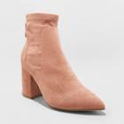 Women's Cornelia Microsuede Pointed Sock Bootie - A New Day Blush