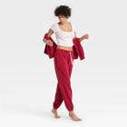 Women's Fleece Fold-over Lounge Jogger Pants - Colsie Barn Red
