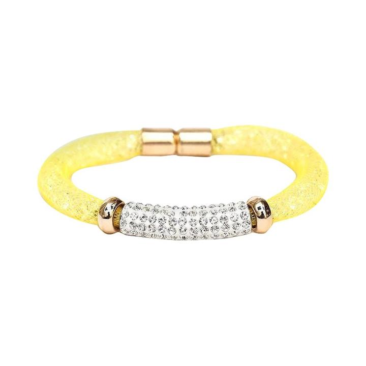 Women's Zirconite Fishnet Pave Bar Bracelet-yellow, Yellow