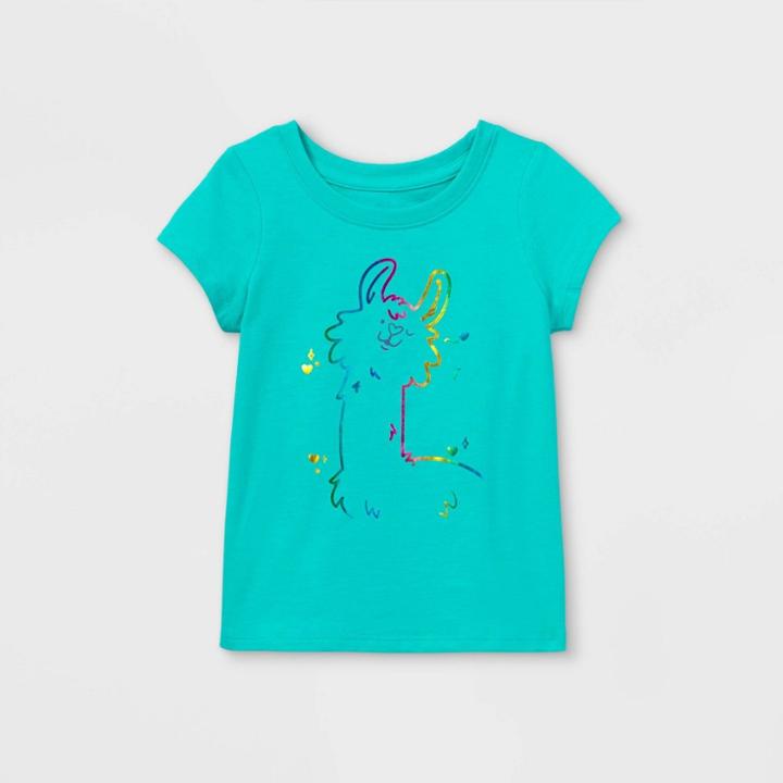Toddler Girls' Llama Short Sleeve T-shirt - Cat & Jack Teal