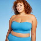 Juniors' Plus Size Ribbed Longline Bandeau Bikini Top - Xhilaration Blue X