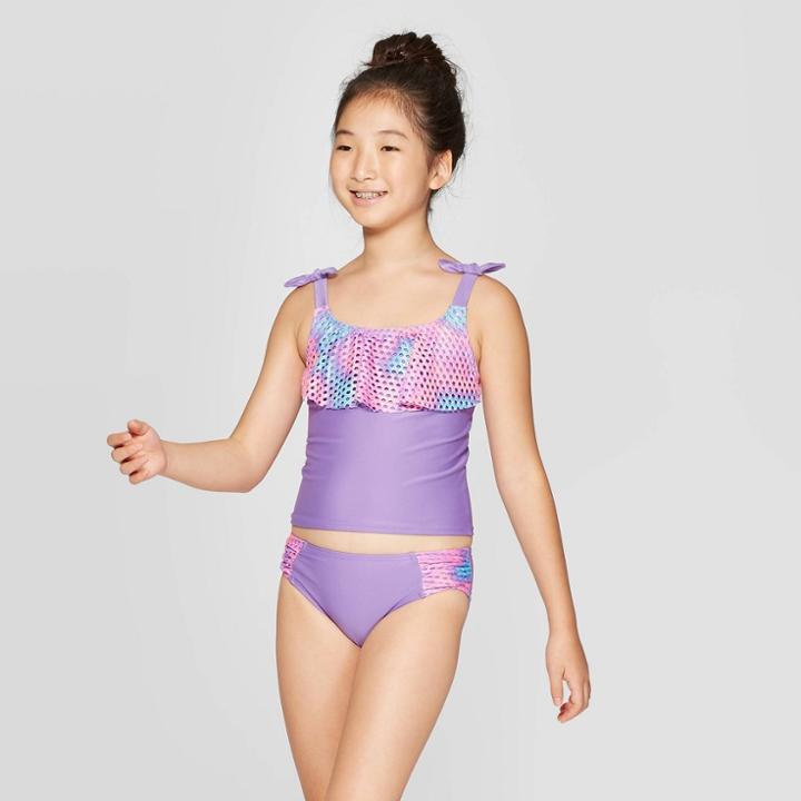 Girls' Mermaid Vibes Tankini Set - Cat & Jack Purple