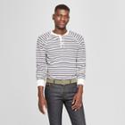 Men's Standard Fit Striped Long Sleeve Jersey Henley Shirt - Goodfellow & Co White
