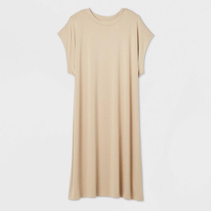Women's Plus Size Dolman Short Sleeve Dress - Prologue Tan