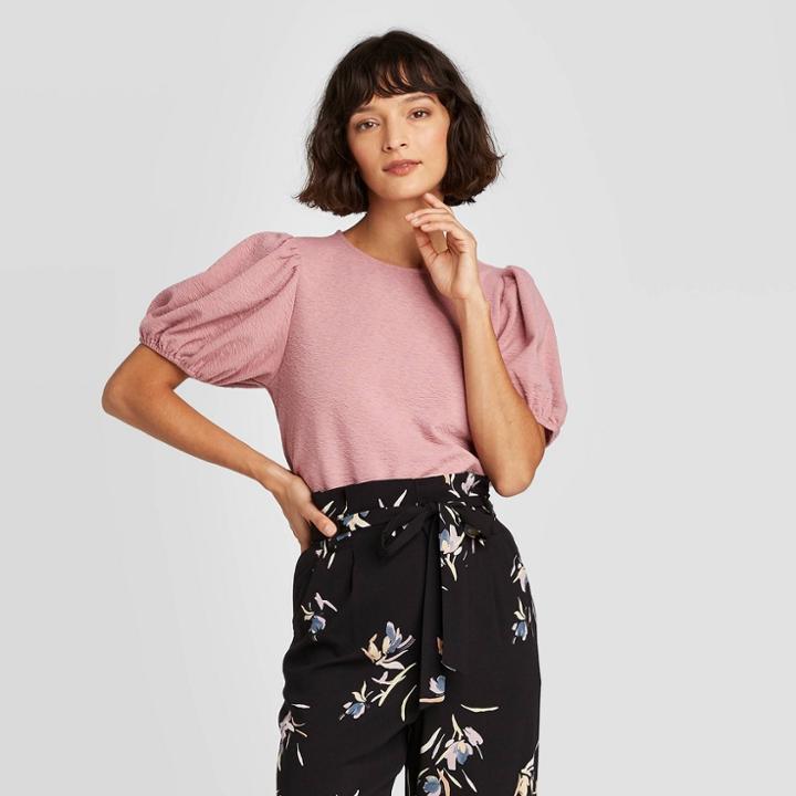 Women's Puff Short Sleeve T-shirt - A New Day Purple