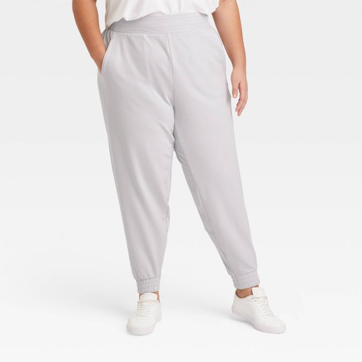 Women's Plus Size Mid-rise French Terry Joggers 28 - All In Motion Lavender Gray
