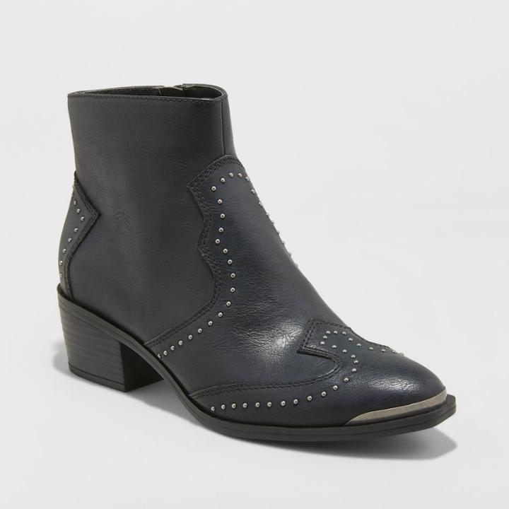 Women's Sariah Faux Leather Studded Western Bootie - Universal Thread Black