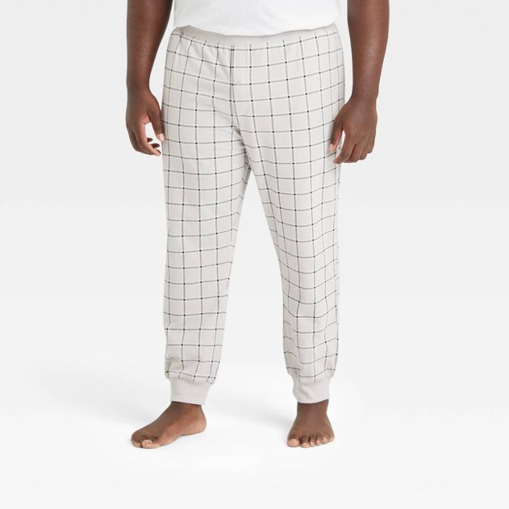 Men's Big & Tall Plaid Knit Jogger Pajama Pants - Goodfellow & Co Gray