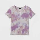 Girls' Henley Short Sleeve T-shirt - Art Class Purple Tie-dye