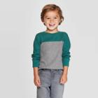Toddler Boys' Thermal Colorblock T-shirt - Cat & Jack Green/gray 12m, Toddler Boy's