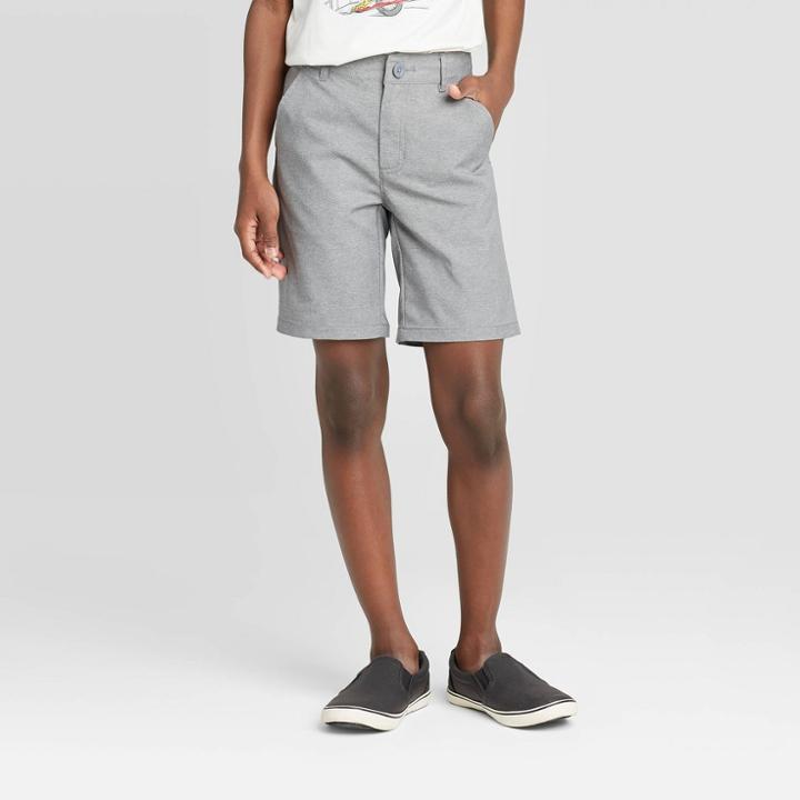 Oversizeboys' Quick Dry Chino Shorts - Cat & Jack Gray 10 Husky, Boy's