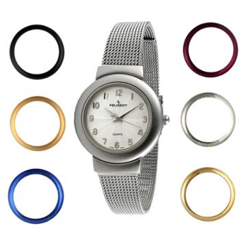 Peugeot Watches Women's Peugeot Seven Interchangeable Bezel Mesh Watch