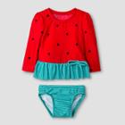 Baby Girls' Long Sleeve Watermelon Rash Guard Set - Cat & Jack Red