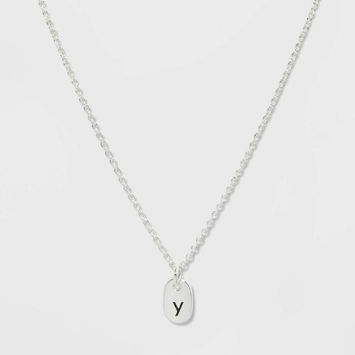 Initial Y Tag Necklace - A New Day Silver, Women's