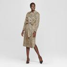 Women's Leopard Print Self Tie Midi Shirt Dress - Who What Wear Yellow