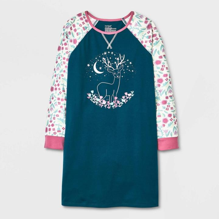 Girls' Long Sleeve Nightgown - Cat & Jack Green