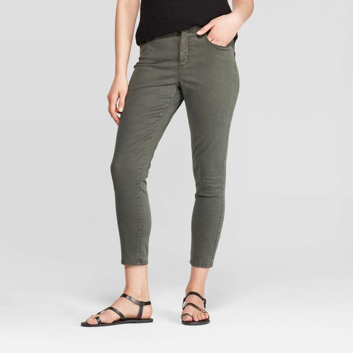 Women's High-rise Cropped Skinny Jeans - Universal Thread Dark Green