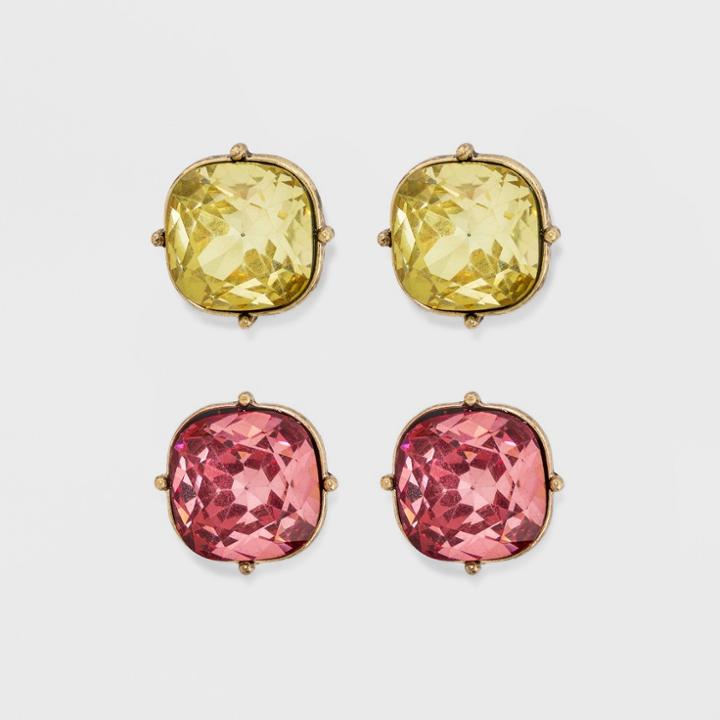 Sugarfix By Baublebar Two-tone Crystal Stud Earring Set - Pink, Girl's