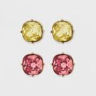 Sugarfix By Baublebar Two-tone Crystal Stud Earring Set - Pink, Girl's