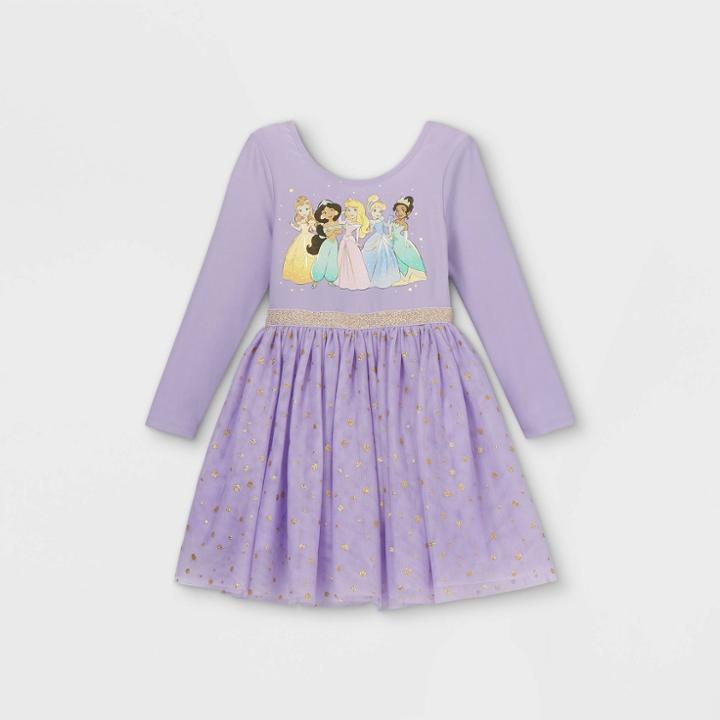 Toddler Girls' Disney Princess Long Sleeve Tutu Dress - Purple