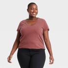 Women's Plus Size Short Sleeve Scoop Neck T-shirt - Universal Thread Burgundy
