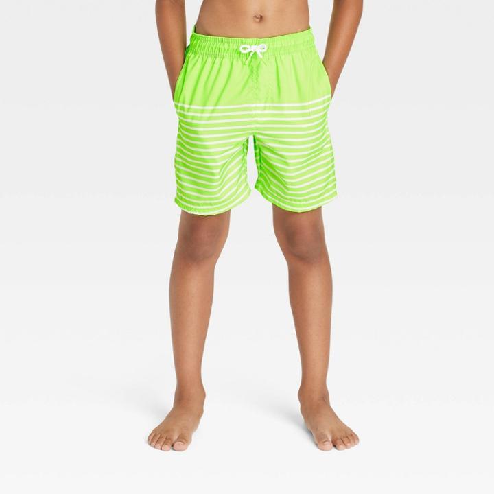 Plusboys' Striped Swim Trunks - Cat & Jack Lime Green