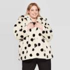 Women's Plus Size Polka Dot Long Sleeve Swing Faux Fur Jacket - Who What Wear White/black 1x, Women's,