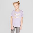 Girls' Rolled Short Sleeve Graphic T-shirt - Art Class Purple