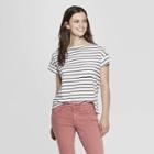 Women's Striped Short Sleeve Crew Neck Hem Relaxed T-shirt - Universal Thread Black