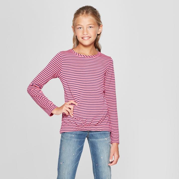 Girls' Long Sleeve Knit Top - Cat & Jack Pink