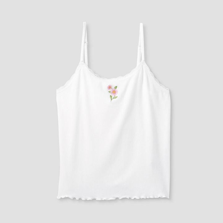 Girls' Lace Trim Cami - Art Class White