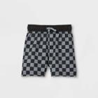 Toddler Boys' Checkered Swim Trunks - Cat & Jack Black/gray