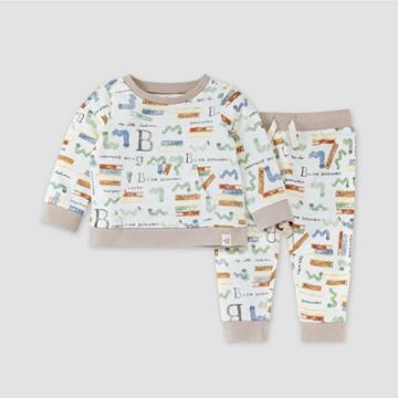 Burt's Bees Baby Baby My Little Bookworm French Terry Top & Bottom Set - White