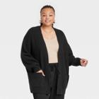 Women's Plus Size Open Cardigan - A New Day Black
