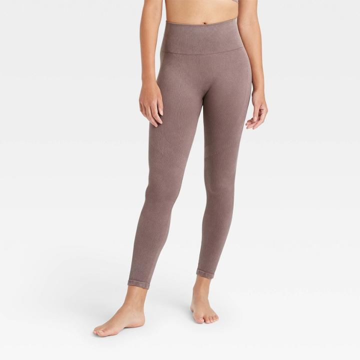Women's High-rise Ribbed Seamless 7/8 Leggings - Joylab Iron Gray