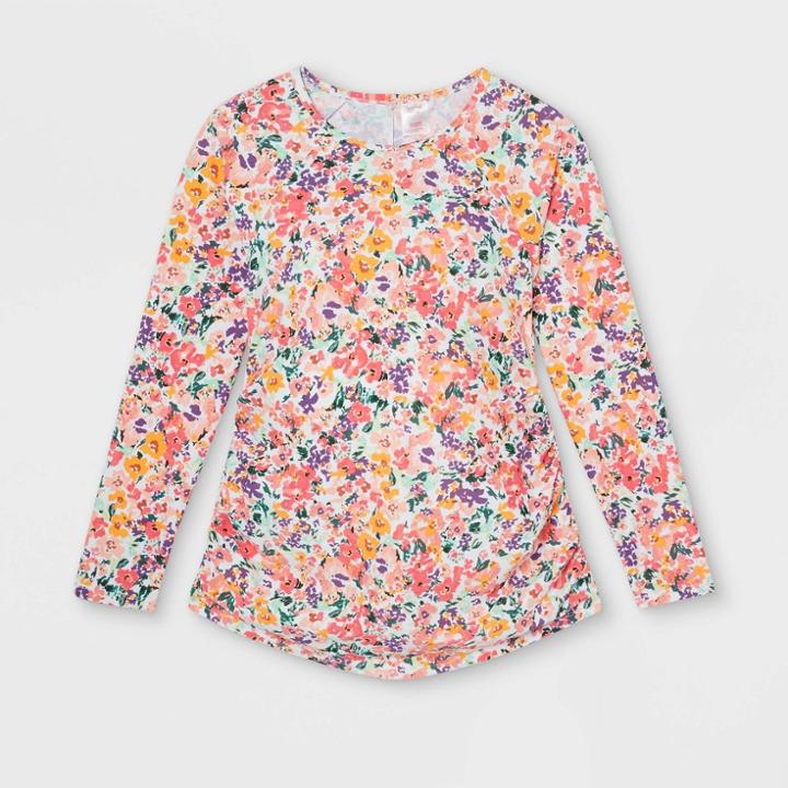Maternity Floral Print Long Sleeve Rash Guard Top - Isabel Maternity By Ingrid & Isabel