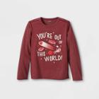Boys' Adaptive Valentine's Day Long Sleeve Graphic T-shirt - Cat & Jack Burgundy