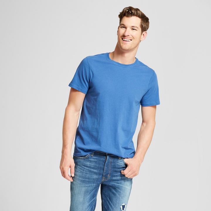 Men's Standard Fit Short Sleeve Sensory Friendly Crew T-shirt - Goodfellow & Co True Navy