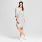 Women's 3/4 Sleeve Lace-up Neck Popover Mini Dress - Alison Andrews Gray