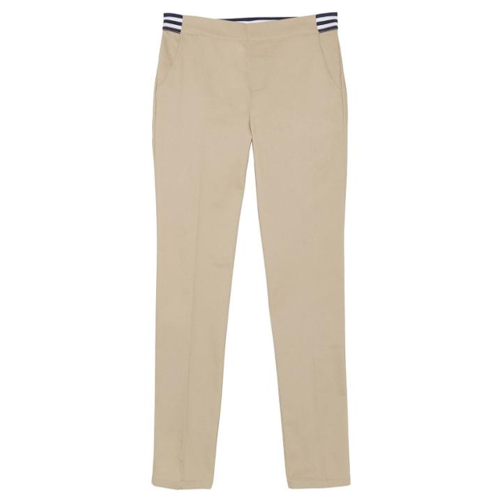 French Toast Girls' Woven Contrast Waistband Pull-on Uniform Chino Pants - Khaki (green)