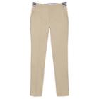 French Toast Girls' Woven Contrast Waistband Pull-on Uniform Chino Pants - Khaki (green)