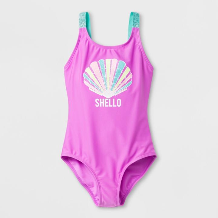 Girls' Sea Shell Fun One Piece Swimsuit - Cat & Jack Purple