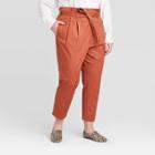 Women's Plus Size Mid-rise Ankle Length Trouser - Prologue Rust 14w, Women's, Red