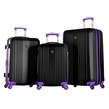 Olympia Usa Apache Ii 3pc Hardside Checked Luggage Set - Black/purple